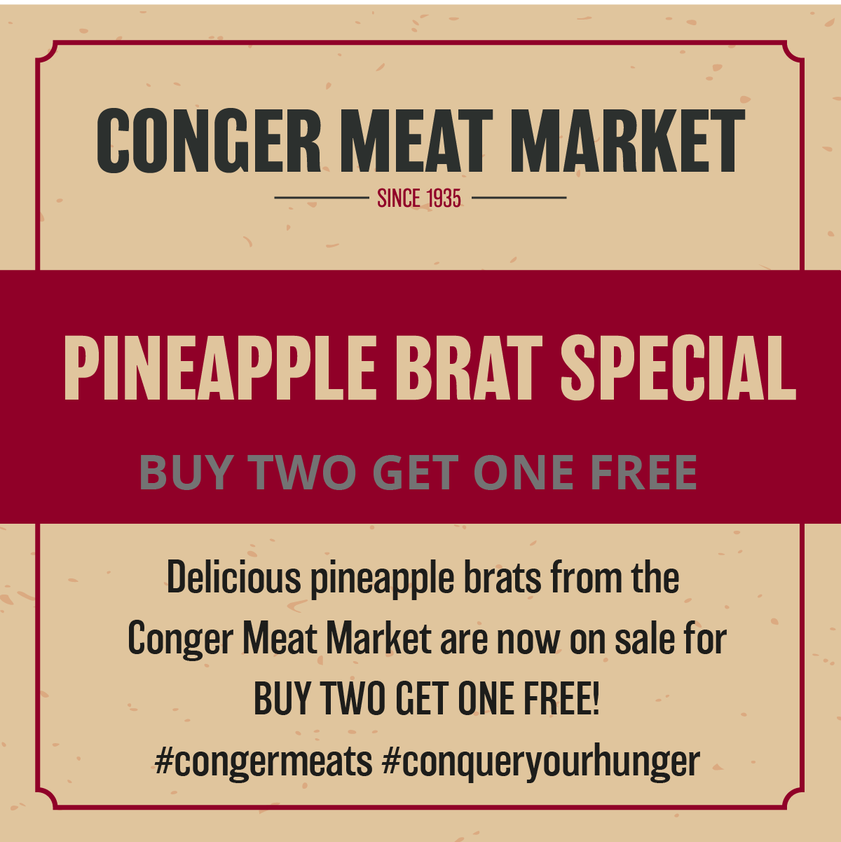 Original Bratwurst | Conger Meat Market | USDA Certified | Farm to Fork | Conger, Minnesota
